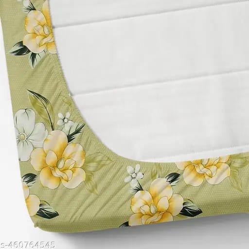 Super Soft Glace Cotton All Round Elastic Fitted Double Bed Bedsheet with 2 Pillow Covers-72x78x8